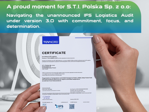 S.T.I. Polska Sp. z o.o. passes unannounced IFS Logistics 3.0 Audist